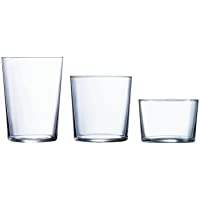 Luminarc Gorbea Set de 18 vasos de vidrio- (6 sidra- 6 pinta- 6 chiquito)- Sodo- Transparente